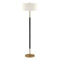 Estallar 61 in. Two Light Floor Lamp with White Drum Shade, Black & Brass ES3102176